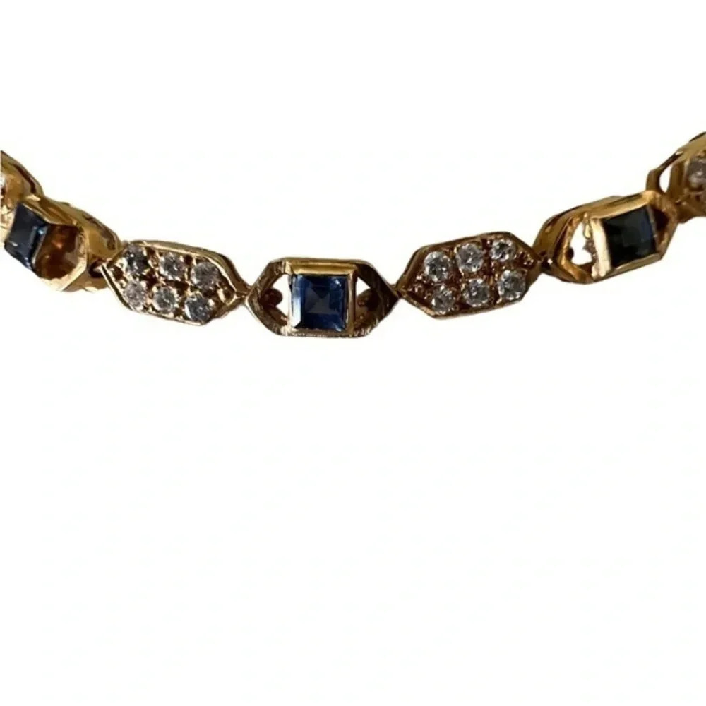 Vintage Ceylon Sapphire and Diamond 14K Bracelet - Picture 5 of 9